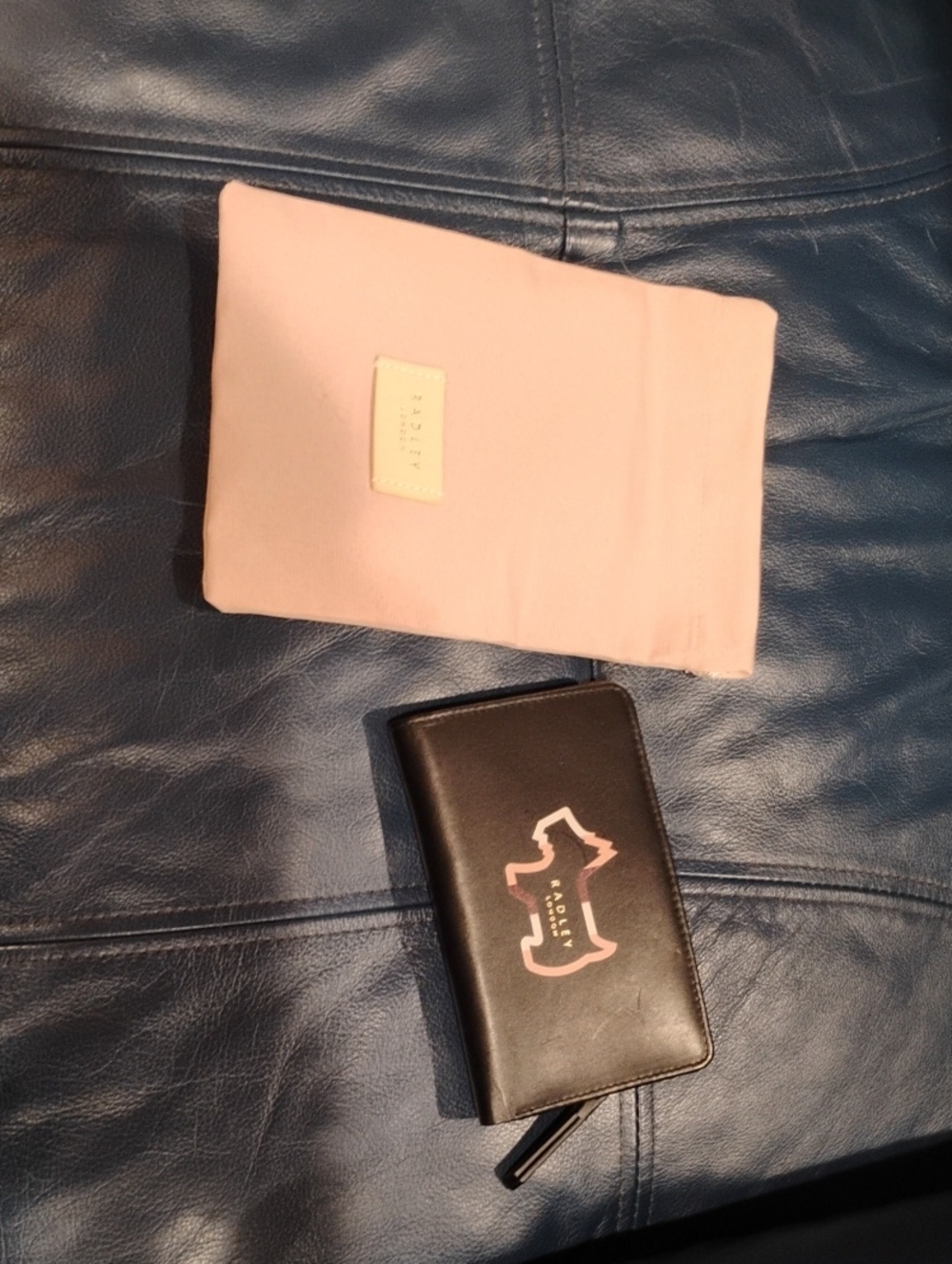 RADLEY LONDON Black Leather Zip-Around Wallet with Pale Pink Pouch